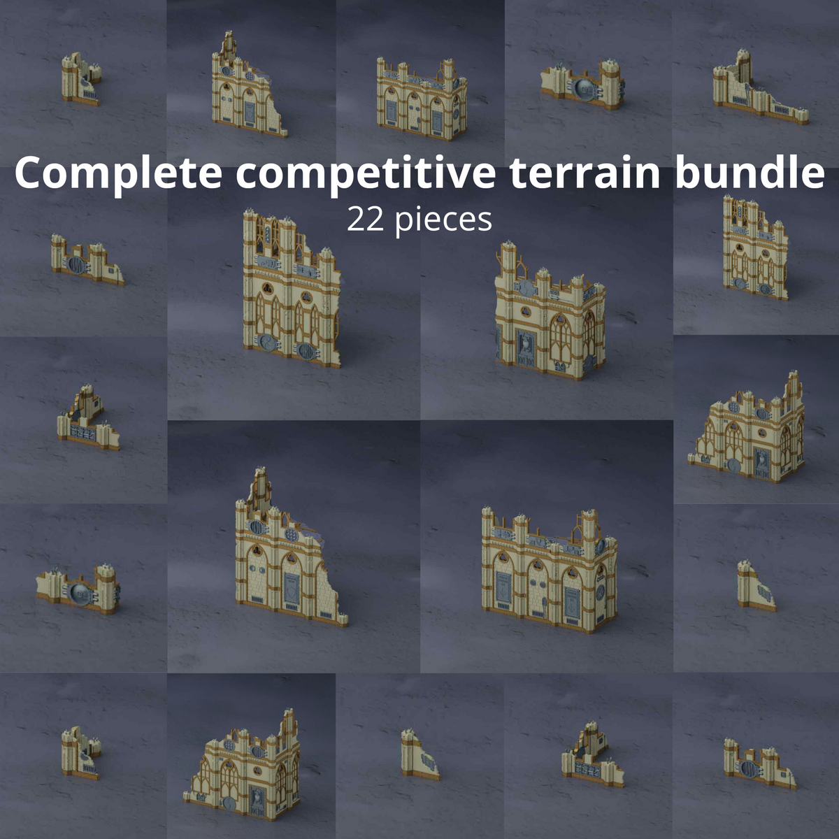 Gothic Sector Templaris complete competitive terrain set with modular grimdark ruins