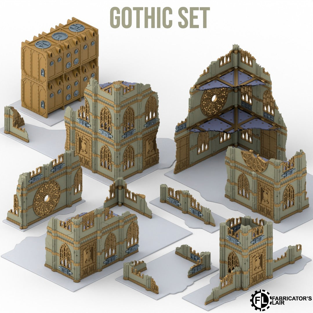 Compatible Warhammer 40K 11th terrain set: full foldable gothic table (26 pieces)