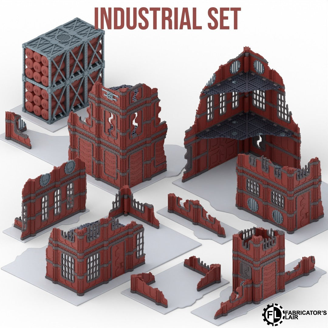 Industrial Foldable Terrain Set - Full Table Kit Optimized for 40K 11th Edition