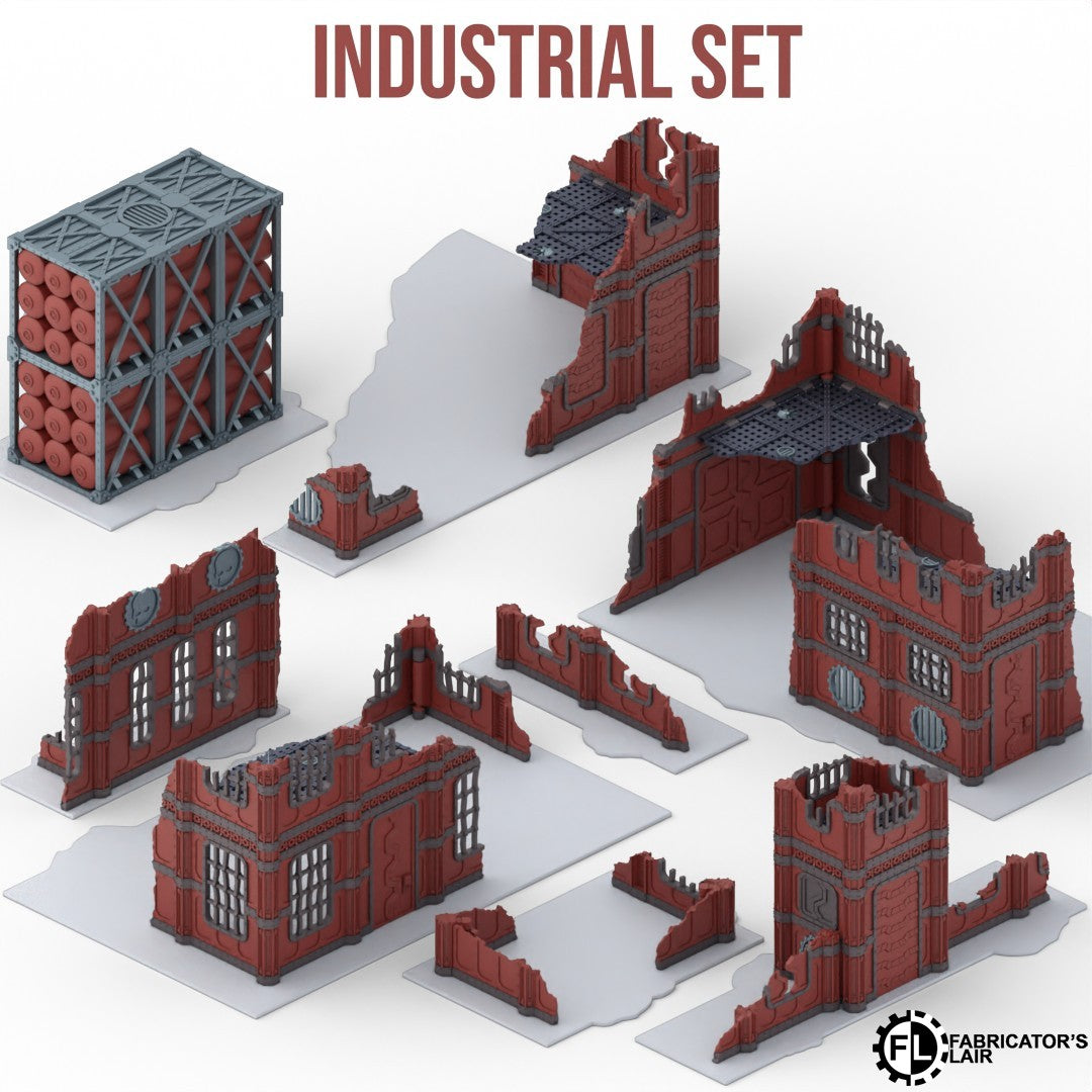 Industrial Foldable Terrain Set - Full Table Kit Optimized for 40K 11th Edition