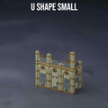 28mm 3D-printed U Shaped Small 2 storey Ruin in grimdark style for wargames.